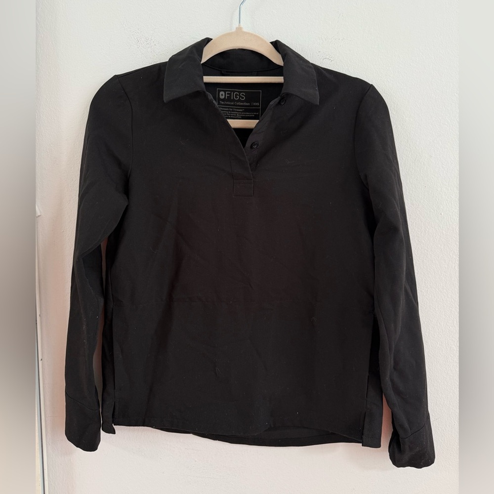 Figs Black Casual Button Down Shirt